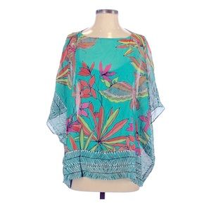 Trina Turk Los Angeles Swim  Cabana Teal Silk Cover Up M/L